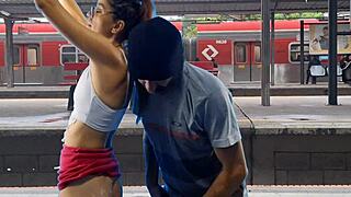 hey, couple fucking at the train station