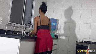 wife moaning loud in kitchen before taking anal