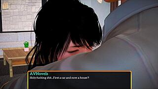 Amatérska brunetka s veľkými kozami v hre 313