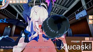 Boy with succubus and elf fucking hard in school group scene