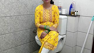 Indian hot step mother fucked step son dirty in washroom in hindi audio