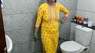 Indian hot step mother fucked step son dirty in washroom in hindi audio