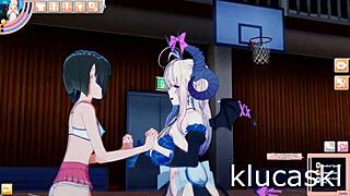 Boy with succubus and elf fucking hard in school group scene