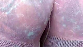 Milf melody radford's sheer gym leggings close-up