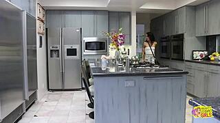 when housesitting gets boring the brunette invites her lesbian friend to get down and dirty