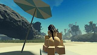 Fucking my Roblox catgirl at the beach