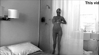 i'm sara jay with huge strap-on, puma swede gets fuckd in shower