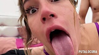 Putalocura - azotes para la zorra latina megan love mientras hace garganta profunda