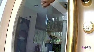 a sexy asian brunette shares strapons and toys in hot lesbian sex