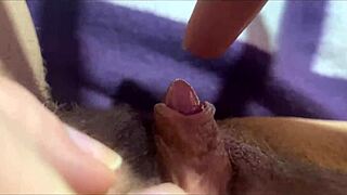 Huge Clitoris Rubbing and Jerking Leads to Powerful Orgasm