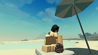 Fucking my Roblox catgirl at the beach