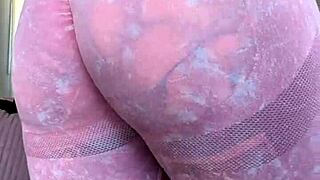 Milf melody radford's sheer gym leggings close-up