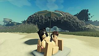Fucking my Roblox catgirl at the beach