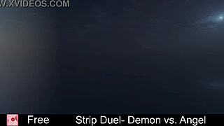 Intense Strip Duel Between Demon and Angel Characters
