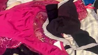 feeling intense pleasure cumming all over her sexy lingerie