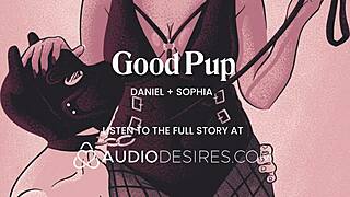 Femdom pet play where obedient pup gets fucked by mistress with chastity, anal tail plug, and creampie