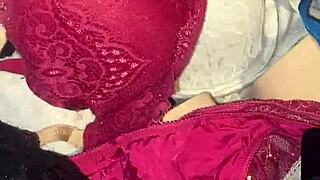 feeling intense pleasure cumming all over her sexy lingerie