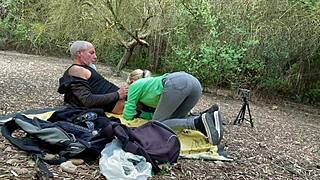 Excursion with my stepbrother - blowjob on the mountain - cum in mouth