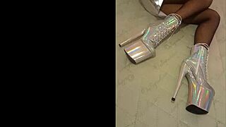 Total Silver Fishnet Pantyhose On Petite Latina