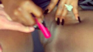 sexy black model masturbates with vibrator