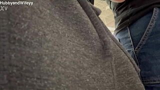 Amateur couple has fun playing in public park!