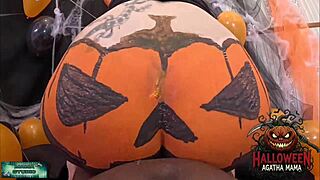 Brazilian Milf Studio With Big Black Cock Fucking Halloween Jack O'Lantern - Free