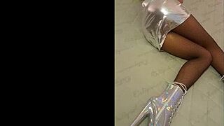 Total Silver Fishnet Pantyhose On Petite Latina