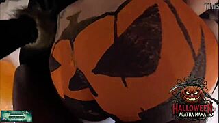Brazilian Milf Studio With Big Black Cock Fucking Halloween Jack O'Lantern - Free