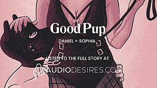 Femdom pet play where obedient pup gets fucked by mistress with chastity, anal tail plug, and creampie