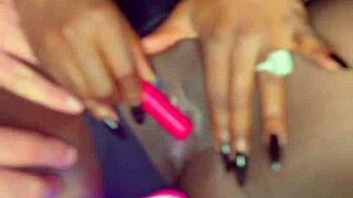 sexy black model masturbates with vibrator