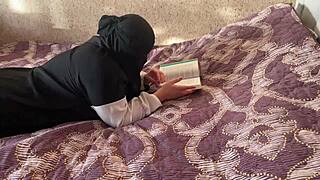 a syrian milf in hijab gets roughly fucked and filled with cum in her pussy