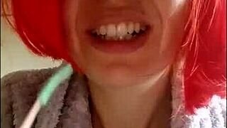 Brushing teeth is key, and chantal fills her mouth with toothpaste