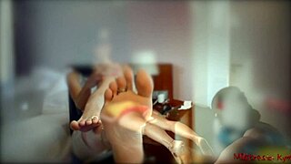 the mistress commands her submissive to worship her feet in femdom domination, leading to intense orgasm