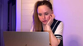 amateur milf receives deep creampie in tight pussy during homemade zoom classroom session