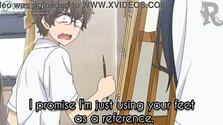 Tricked teen in classroom for footjob fetish deception