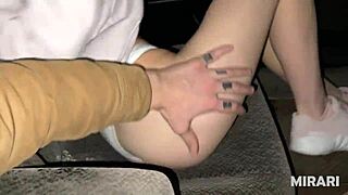 Young slut fucks her lover in the car amateur couple with cumshot and facial