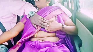 Car Journey with Indian Beautiful Saree Housewife and Car Driver Romance Talks