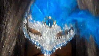 Masked Ebony Gives Blowjob And Swallows Cum