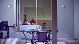 How lucky i am to have a juicy neighbor is it a pity that she caught me jerking off or not