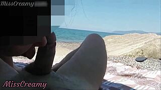 French amateurs give blowjobs on public beach