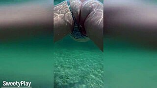 Underwater creampies fill her multiple times