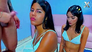 horny sluts team for monster cock surprise deepthroat blowjob!