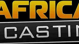 skinny black babe rides huge european cock in fake casting deepthroat