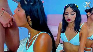 horny sluts team for monster cock surprise deepthroat blowjob!