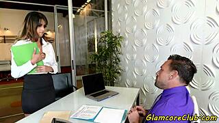 Is this pornstar getting pussyfucked hard in the office?