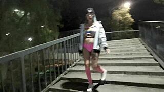 mexican babe flashes thong on outdoor public stroll