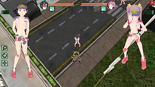 female guards seduce men in futuristic suppanuki hentai game