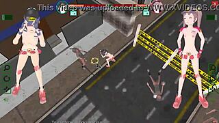 female guards seduce men in futuristic suppanuki hentai game