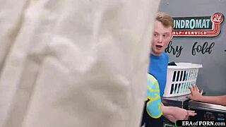 yo check out this dude banging busty milfs deep in the laundry room action