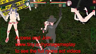 female guards seduce men in futuristic suppanuki hentai game